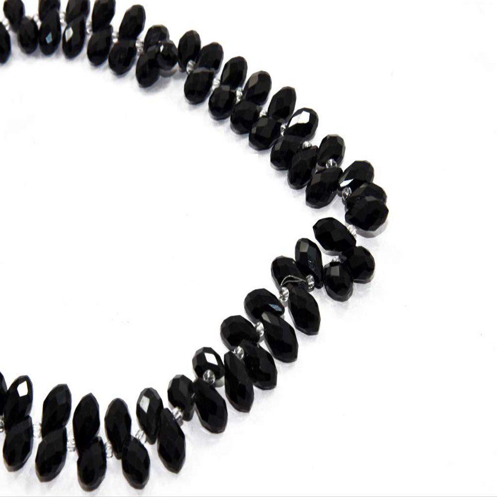 The Design Cart Black Transparent Small Top Hole Drop Crystal Beads (5 mm *10 mm) (1 String) for Jewellery Making, Beading, Arts and Crafts, Embroidery