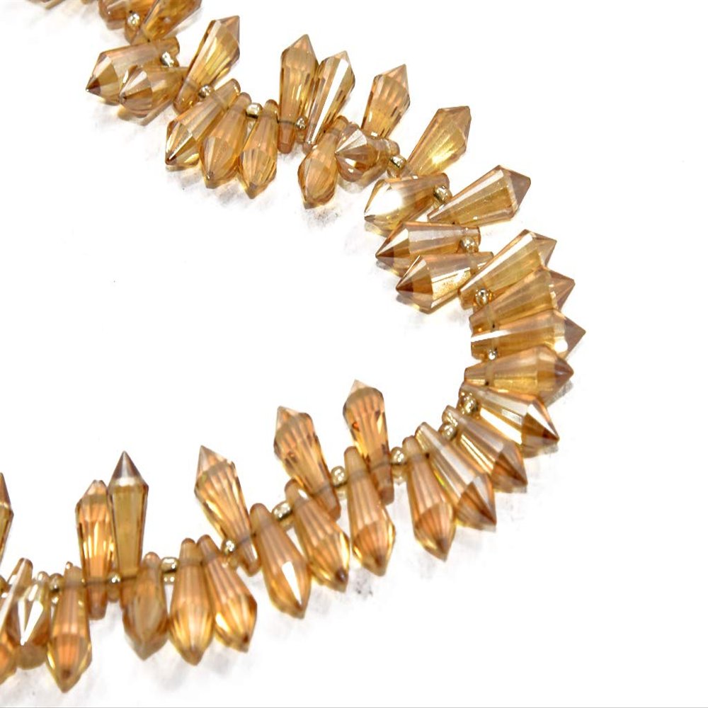 The Design Cart Golden Rainbow Top Hole Conical Crystal Beads (6 mm * 15 mm) (1 String) for ? Jewellery Making, Beading, Arts and Crafts, Embroidery