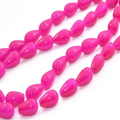 The Design Cart Magenta Drop Glass Pearls for Jewelry Making Beading Arts and Crafts and Embroidery Work,Size-12 mm * 16 mm,Pack of 1 String