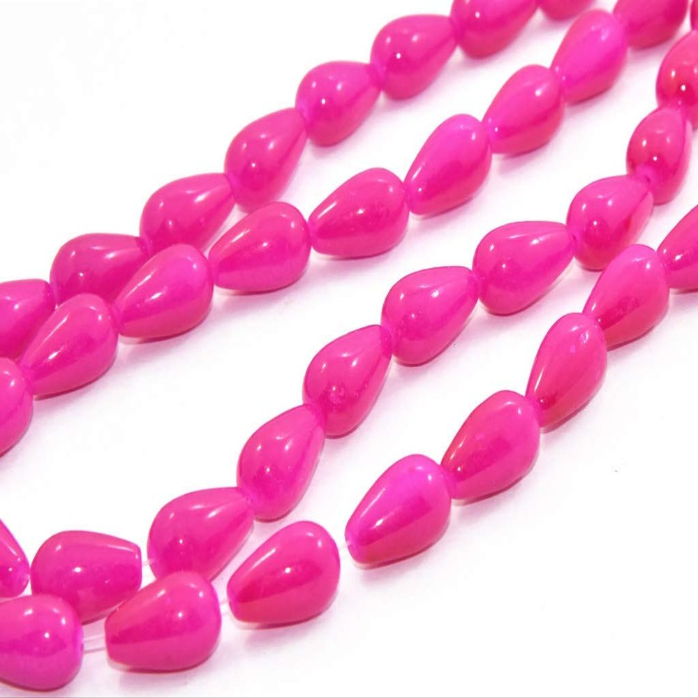 The Design Cart Magenta Drop Glass Pearls for Jewelry Making Beading Arts and Crafts and Embroidery Work,Size-12 mm * 16 mm,Pack of 1 String