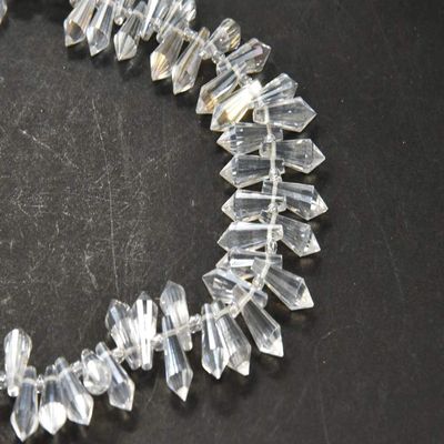 The Design Cart White Rainbow Top Hole Conical Crystal Beads (6 mm * 15 mm) (1 String) for ? Jewellery Making, Beading, Arts and Crafts, Embroidery