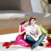 krishnagallery 1 Polyresin Valentineday Special Sitting Romantic Love Couple Statue Home Decoration Showpiece Gift Idol 6 Inch (Multicolor) view 1