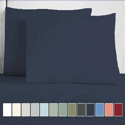 Linenovation Cotton 300 TC Pillow Cover, Standard -18 x 28 Inch, Dark Blue, 2 Pieces