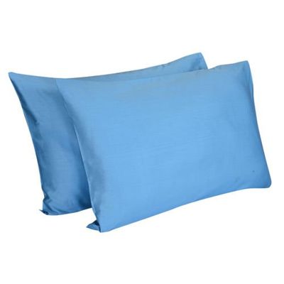 Linenovation Cotton 300 TC Pillow Cover, Standard -18 x 28 Inch, Sky Blue, 2 Pieces