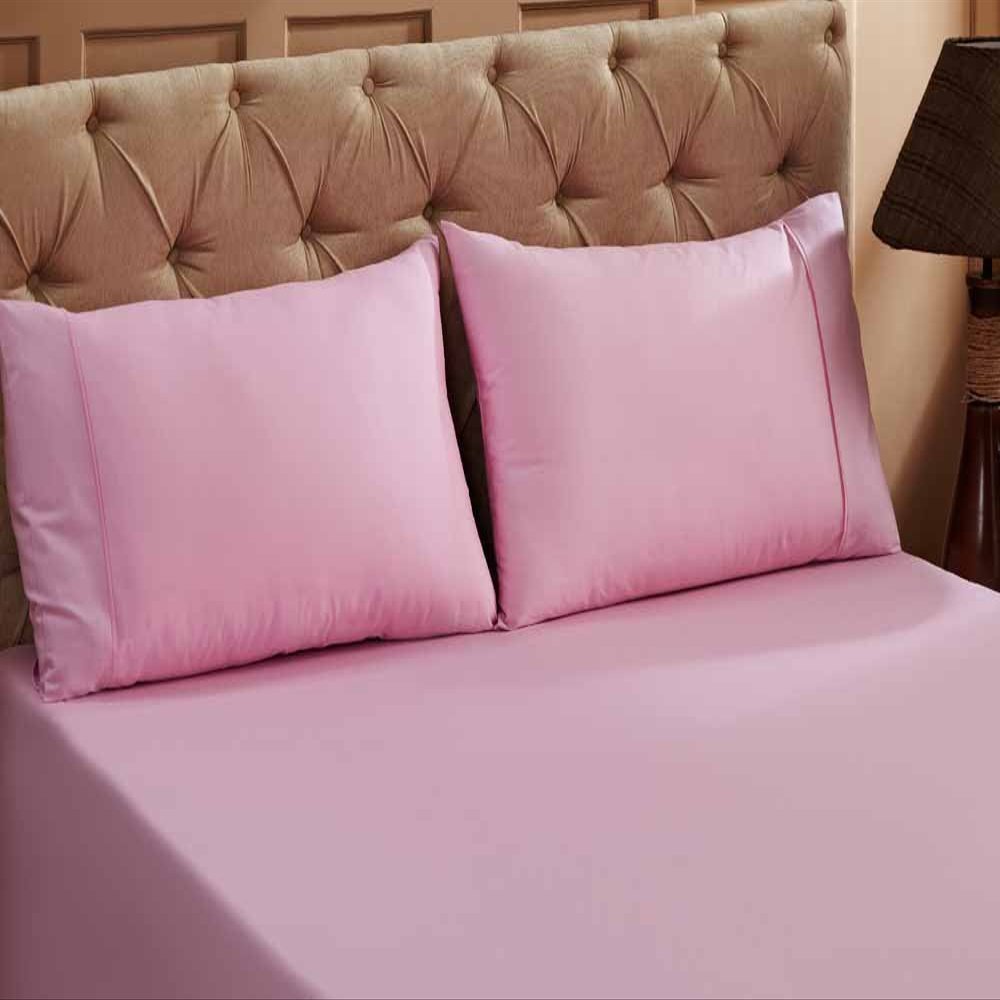 Linenovation Cotton 300 TC Pillow Cover, Standard -18 x 28 Inch, Pink, 2 Pieces