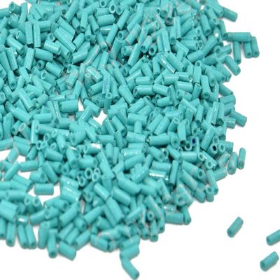 The Design Cart Opaque Sea Green Pipe/Bugle Beads/Glass Seed Beads (6 mm) (100 Grams) Standard Quality, for ? Jewellery Making, Beading, Arts and Crafts and Embroidery