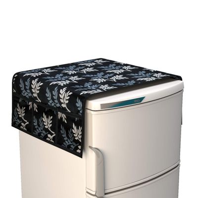 Yellow Weaves Digital print Fridge Top Cover, Color - Black
