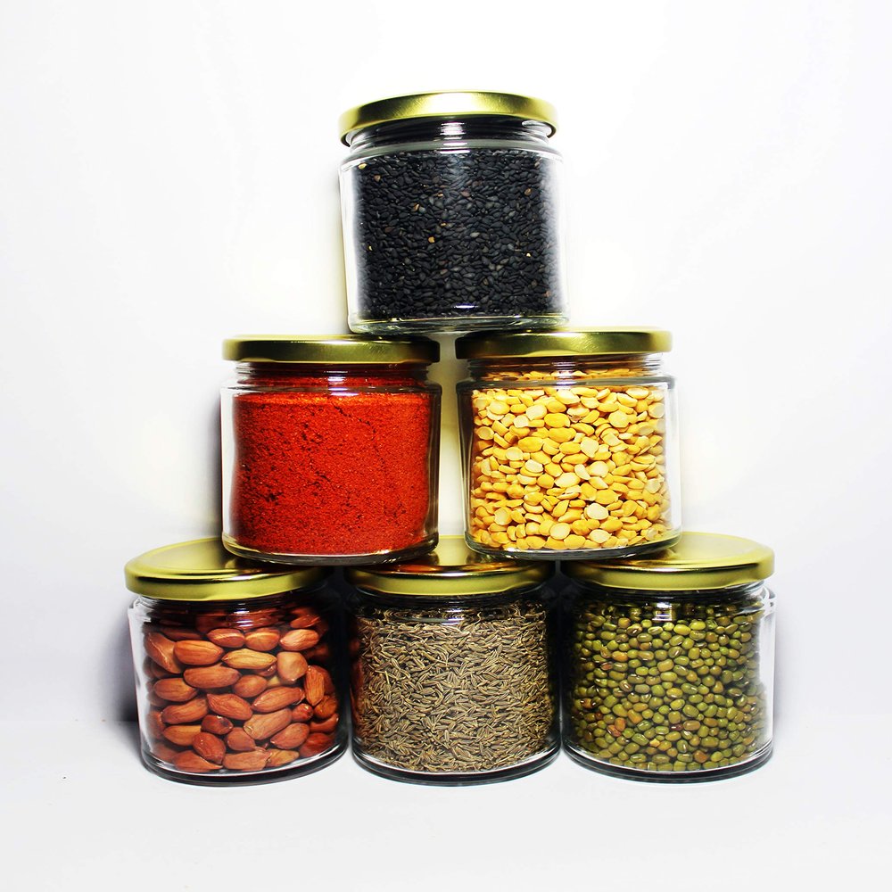 Cloudsell Glass Container With Lid - 200 ml, 6 Pieces, Clear