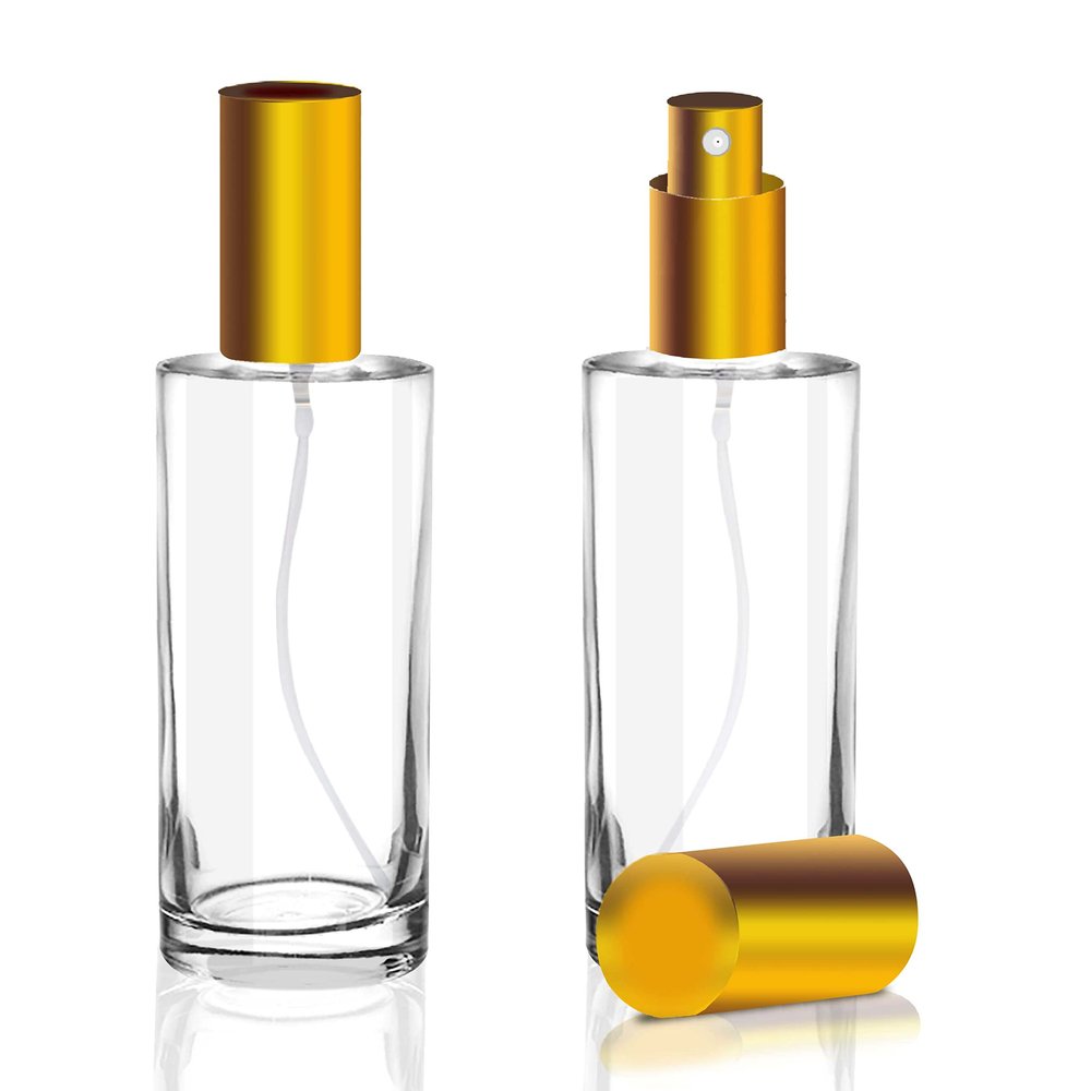 Pure Source India Spray Glass Bottle with Pump and Cap (Clear) - Set of 2