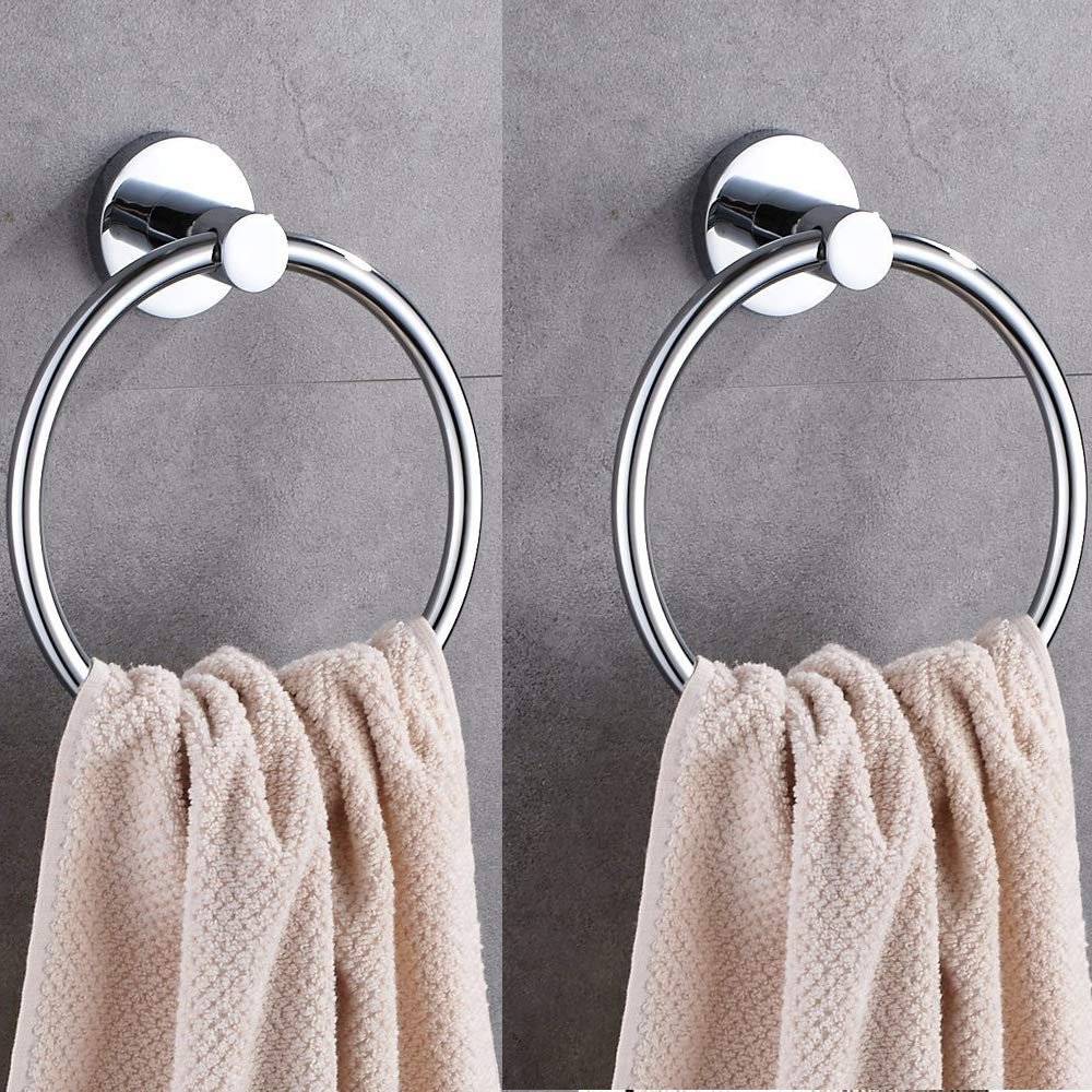 Handy Bathroom Accessories Stainless Steel Round Shape Towel Ring |Napkin Holder 2pcs