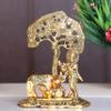Prince Home Decor &Metal Krishna with Cow Standing Under Tree Plying Flute Gold Plating with Om Shape Insence Sticker Holder Stand by Prince Home Decor & Gifts(12 cm x 8 cm x 17 cm,(Gold) view 2