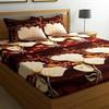 Exporthub Polyester and Cotton 3D Flowers Luxury Double Bed Bedsheet with 2 Pillows Covers (Brown , 88x94 Inch) view 1
