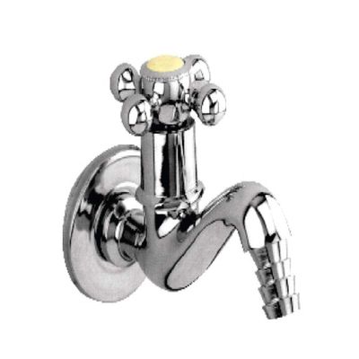 Shineman Sanitary Bib Cock Tap with Nozel made of brass silver in colour