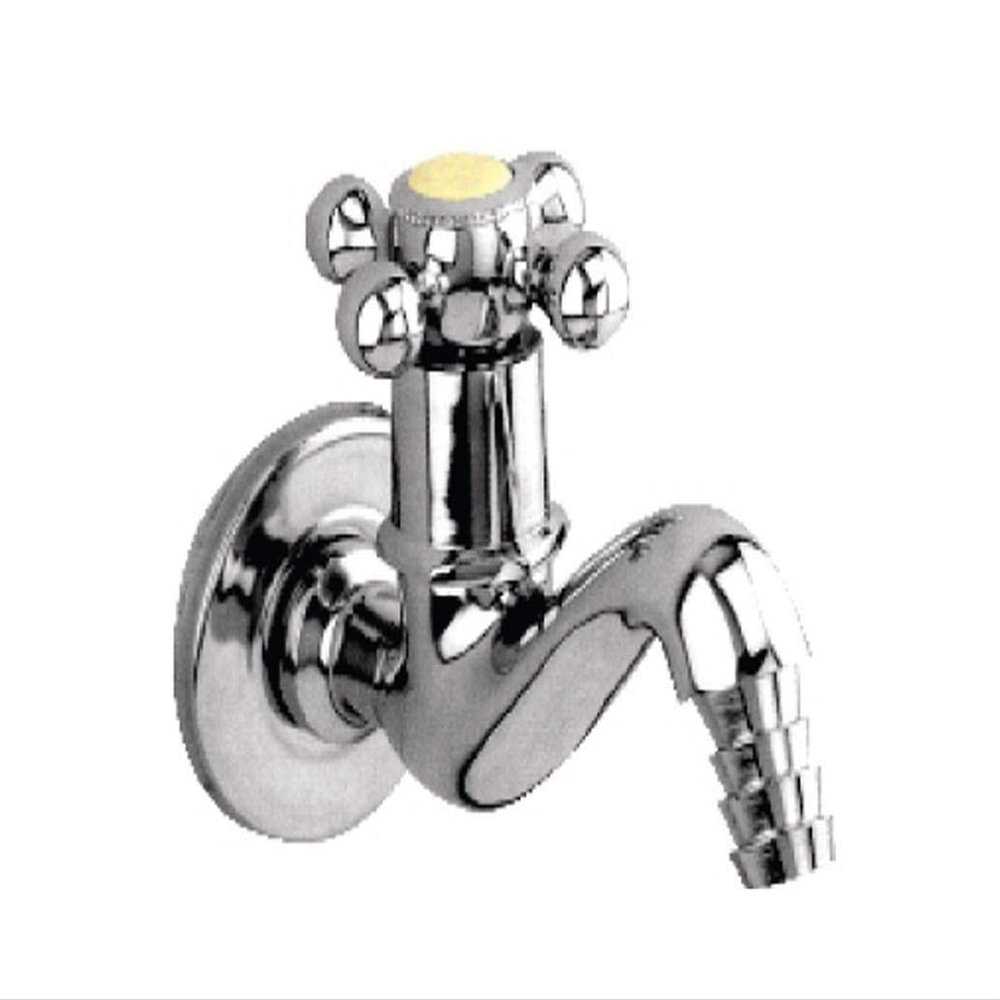 Shineman Sanitary Bib Cock Tap with Nozel made of brass silver in colour