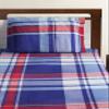 Exporthub Polyester and Cotton 3D Blue Check Luxury Bedsheet for Double Bed, with 2 Pillows Covers (88x94 Inch) view 2