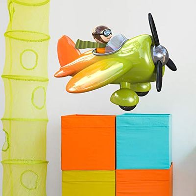 Gadgets Wrap Green and Orange Airplane Skin Sticker for Wall Home Office