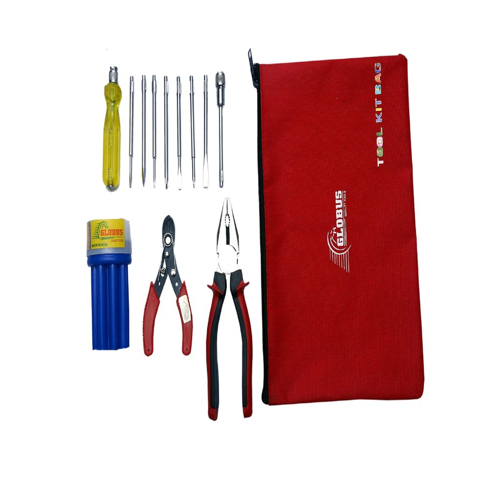 GLOBUS 812 Steel Hand Tool Set/3 PCS (6" Wire Stripper, Screwdriver Set/9 PCS, 8" Combination PLIER with Tool KIT Bag)