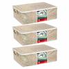 PrettyKrafts Set of 3 Non Woven Underbed Storage Bag with Handles, Clear Window & Zipper Lock | Quilt, Comforter & Blanket Cover Organiser | Foldable Cloth Storage Closet Bag (62x45x30cm, Golden) view 1
