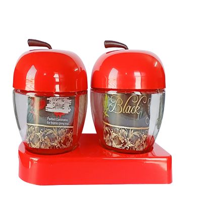 RichCraft International Set Of 2 Multi Purpose Red Appy Jars - Plastic Cap With Glass Base -Capacity 250 Gms - Free Base Plate