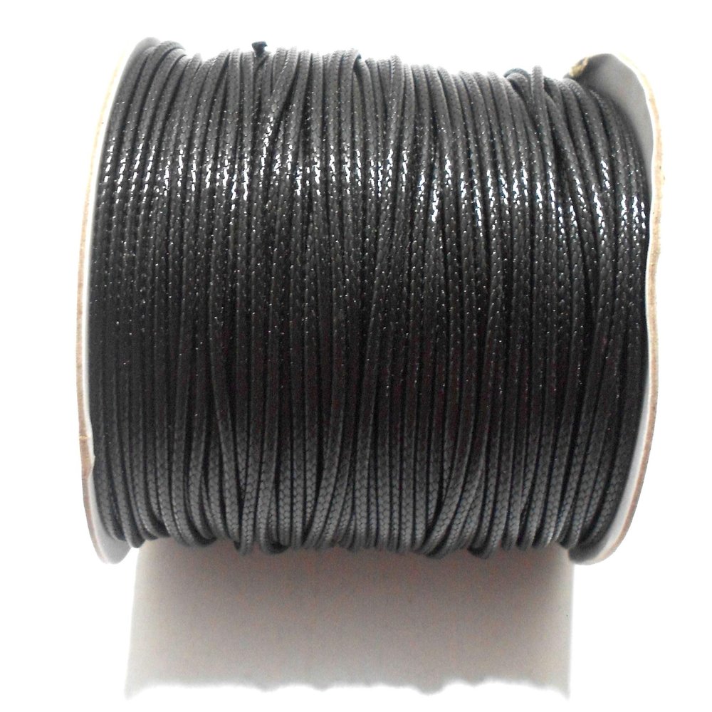 Goelx Nylon Wax Cord Leather Dori for Jewellery Making, Beading, Art Craft Work & Handicrafts !! Pack of 25 mtr - Black - 2mm