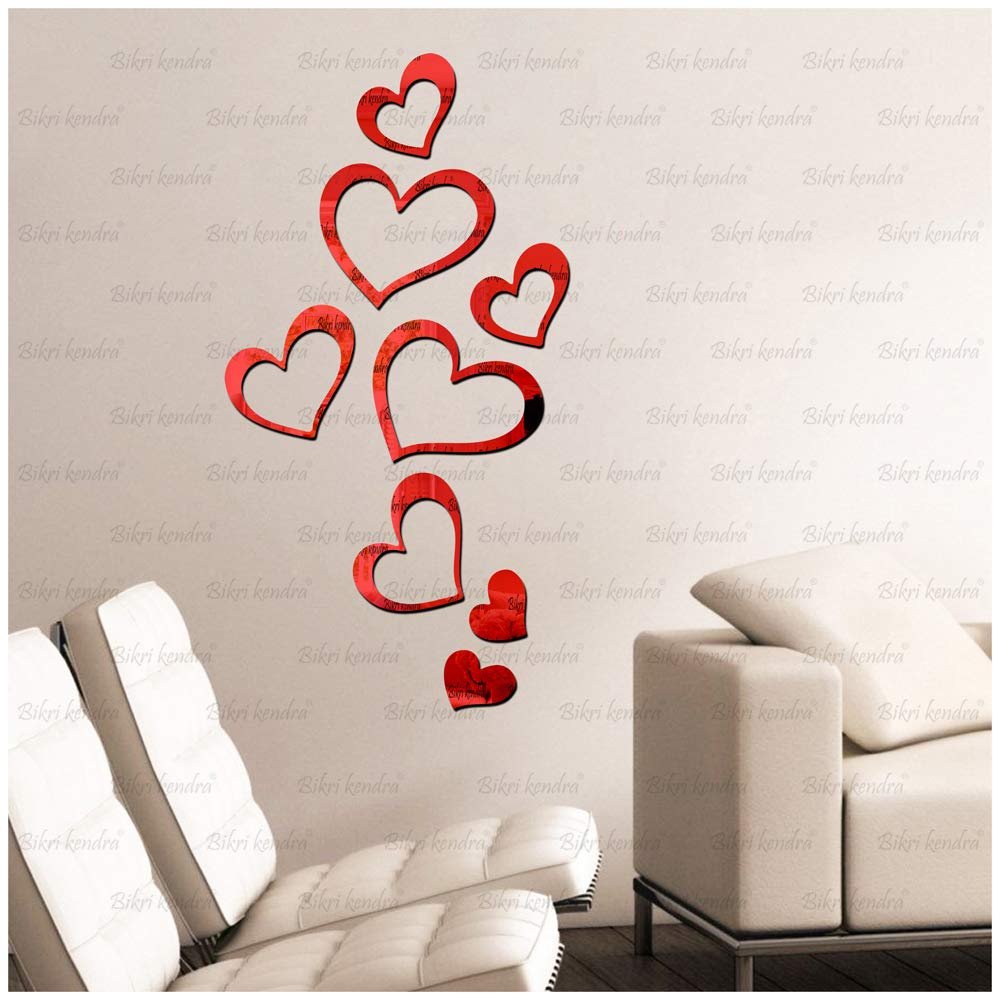Bikri Kendra - Love Hearts red 8. - 3D Acrylic Mirror Wall Stickers Collection