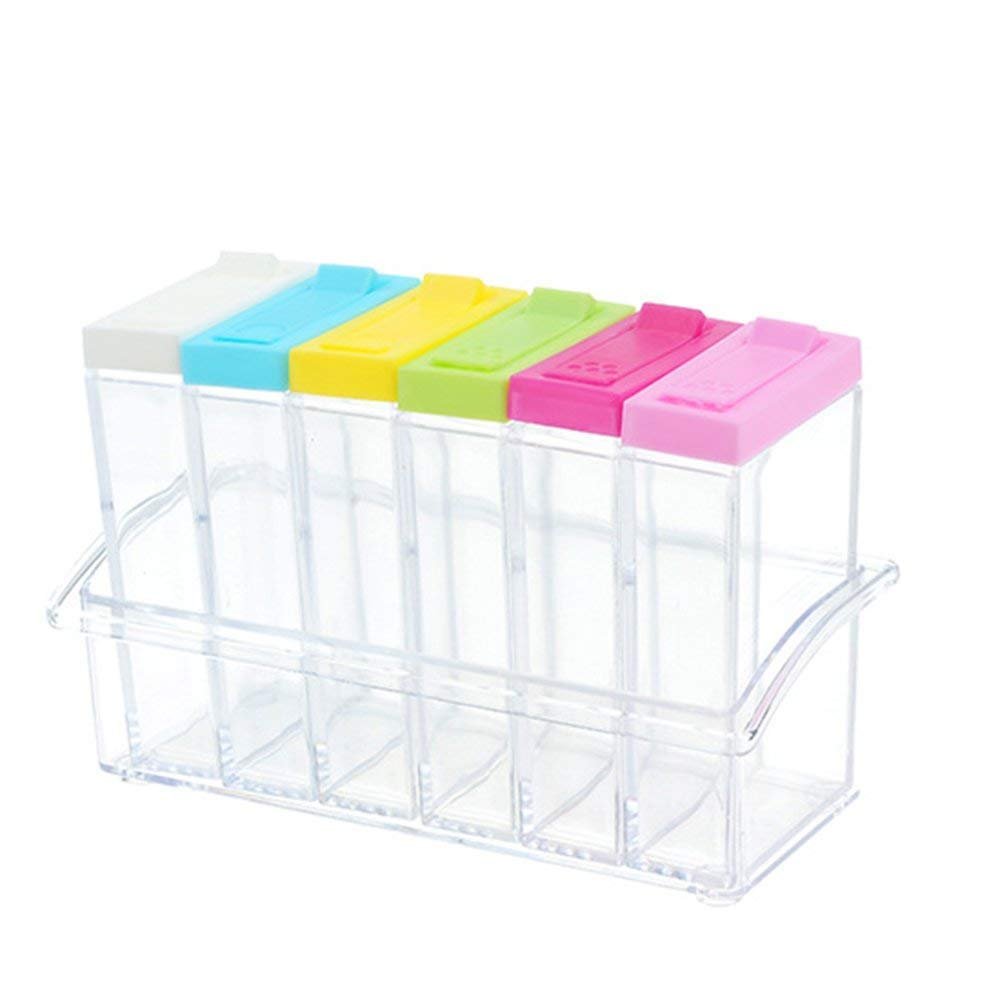 Param Fibre Spice Jar - 6 Pieces, Multicolour
