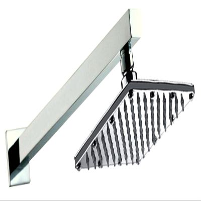 DRIZZLE Stainless Steel Sandwich Overhead Square Rain Shower with 15 Inch Long Arm for Bathroom (Silver, 6x6 Inches)