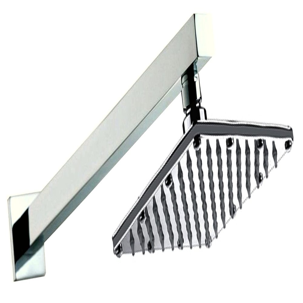 DRIZZLE Stainless Steel Sandwich Overhead Square Rain Shower with 15 Inch Long Arm for Bathroom (Silver, 6x6 Inches)