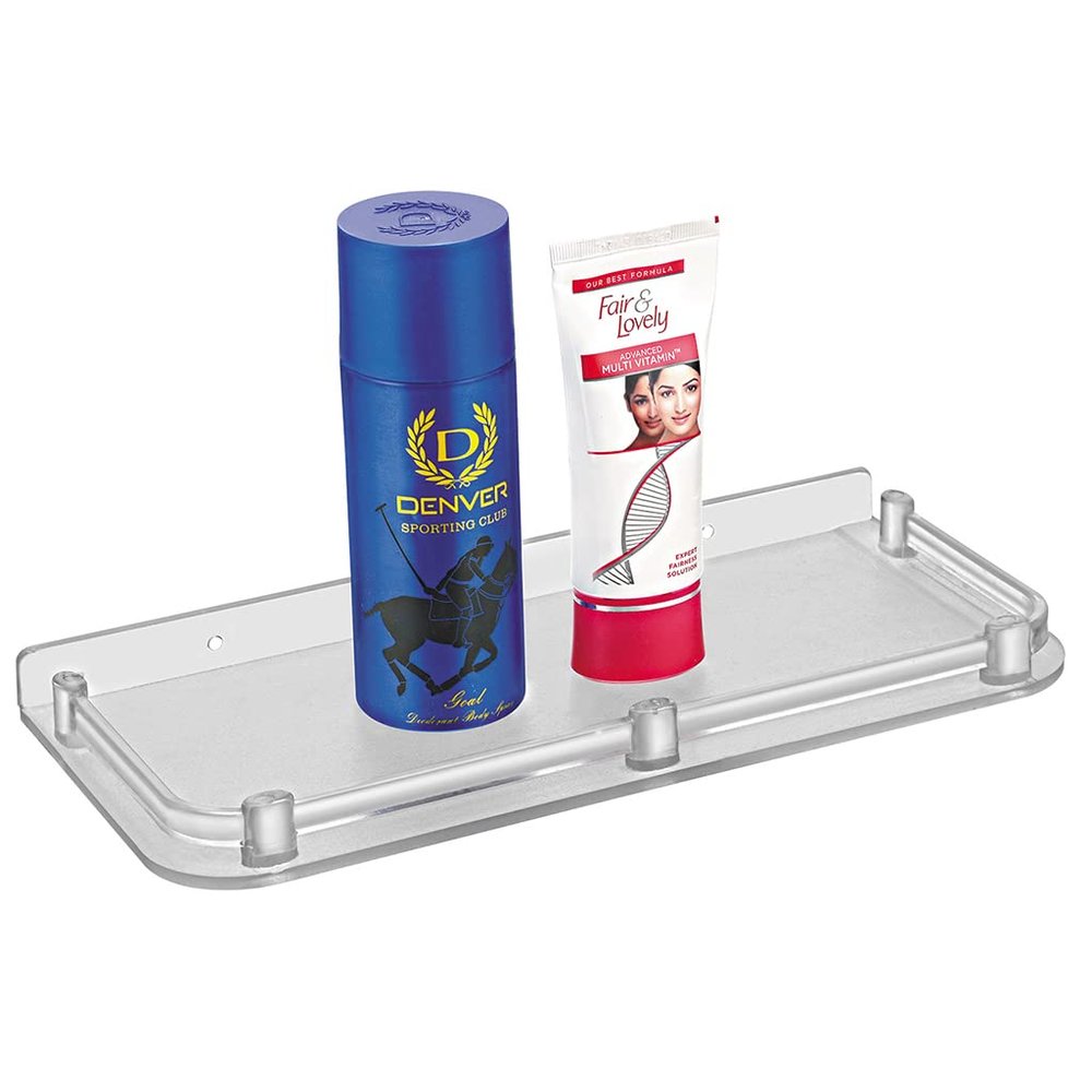DRIZZLE Acrylonitrile Butadiene Styrene 14 Inch Shelf Super Clear Transparent Unbreakable Body | Multipurpose Use (Pack Of 2 Pieces)