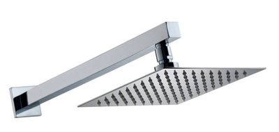DRIZZLE 6x6-inch Ultra Slim Stainless Steel Overhead Shower with 15-inches Long Arm (Silver)
