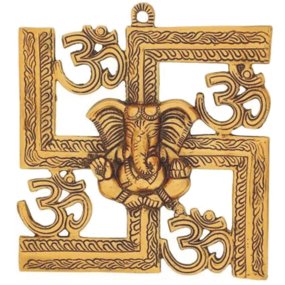KARTIK Wall Hanging Swastik Ganesh Copper Finish
