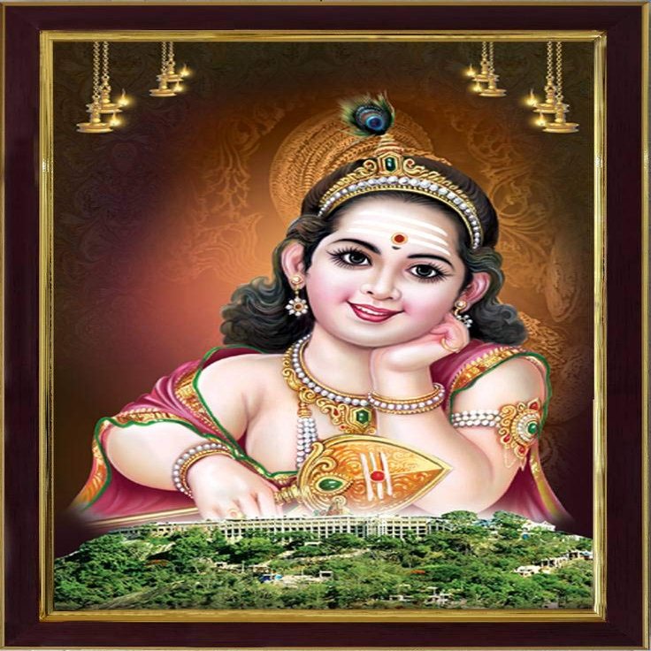 SAF Lord Murugan Swamy Kartikey Sparkle Coated Digital Reprint Synthetic Painting (20 cm x 32 cm x 3 cm)