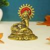 Handicrafts Paradise Bal Krishna Eating Butter from Handi in Metal Antique Gold Finish Statue (Golden) view 1