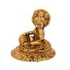 Handicrafts Paradise Bal Krishna Eating Butter from Handi in Metal Antique Gold Finish Statue (Golden) view 2