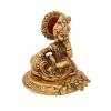Handicrafts Paradise Bal Krishna Eating Butter from Handi in Metal Antique Gold Finish Statue (Golden) view 4