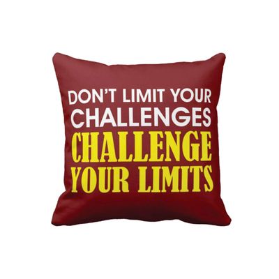 TheYaYaCafe 20X20 inches Cushion Cover Motivational Quotes Printed Challenge Your Limits Sofa Throw Pillows Red