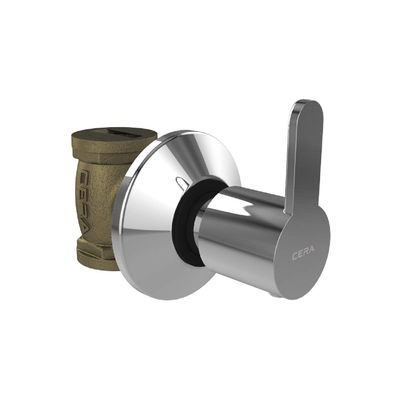 Cera F1015361 Concealed stop cock with Polished Stainless Steel adjustable wall flange for Bathroom Fittings (Silver, ) -Pack of 1