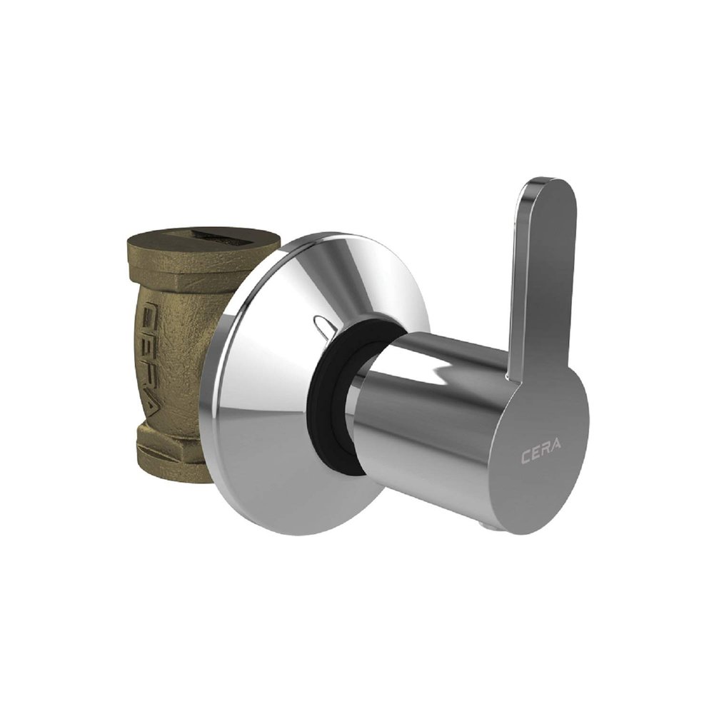 Cera F1015361 Concealed stop cock with Polished Stainless Steel adjustable wall flange for Bathroom Fittings (Silver, ) -Pack of 1