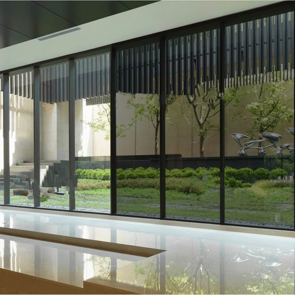 CVANU Privacy Window Tint for Home Solar Film Heat Control Window Film Office Privacy Glass Window Sticker Smooth Glass, ZBlack Film 12''x84''