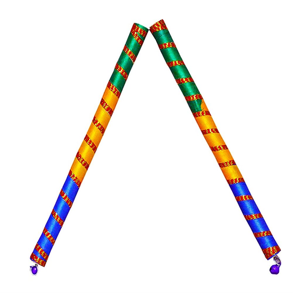 DMS RETAIL Tiranga Dandiya Garba Sticks with Lace for Navratri Celebration 9 Inches Small Size Pack of 5 Pair