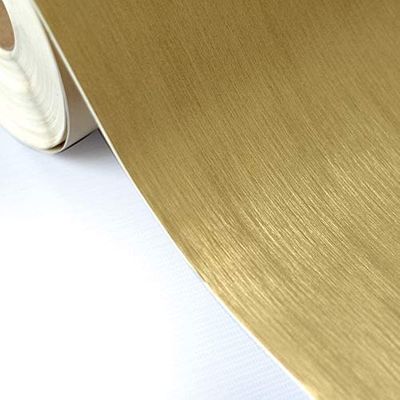 CVANU Golden Brushed Self Adhesive Backiacking Waterproof Goldenlic Gloss Shelf Liner Peel and Stick Wall Decal for Covering Counter Top Kitchen Cabinet Cv08 12''x120''inch