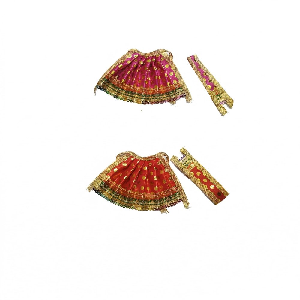 Salvus APP SOLUTIONS Beautifully Handmade Devi Vastra Dress for Maa Durga Statue, Set of 2 (5x3 Inch, Pink and Red)