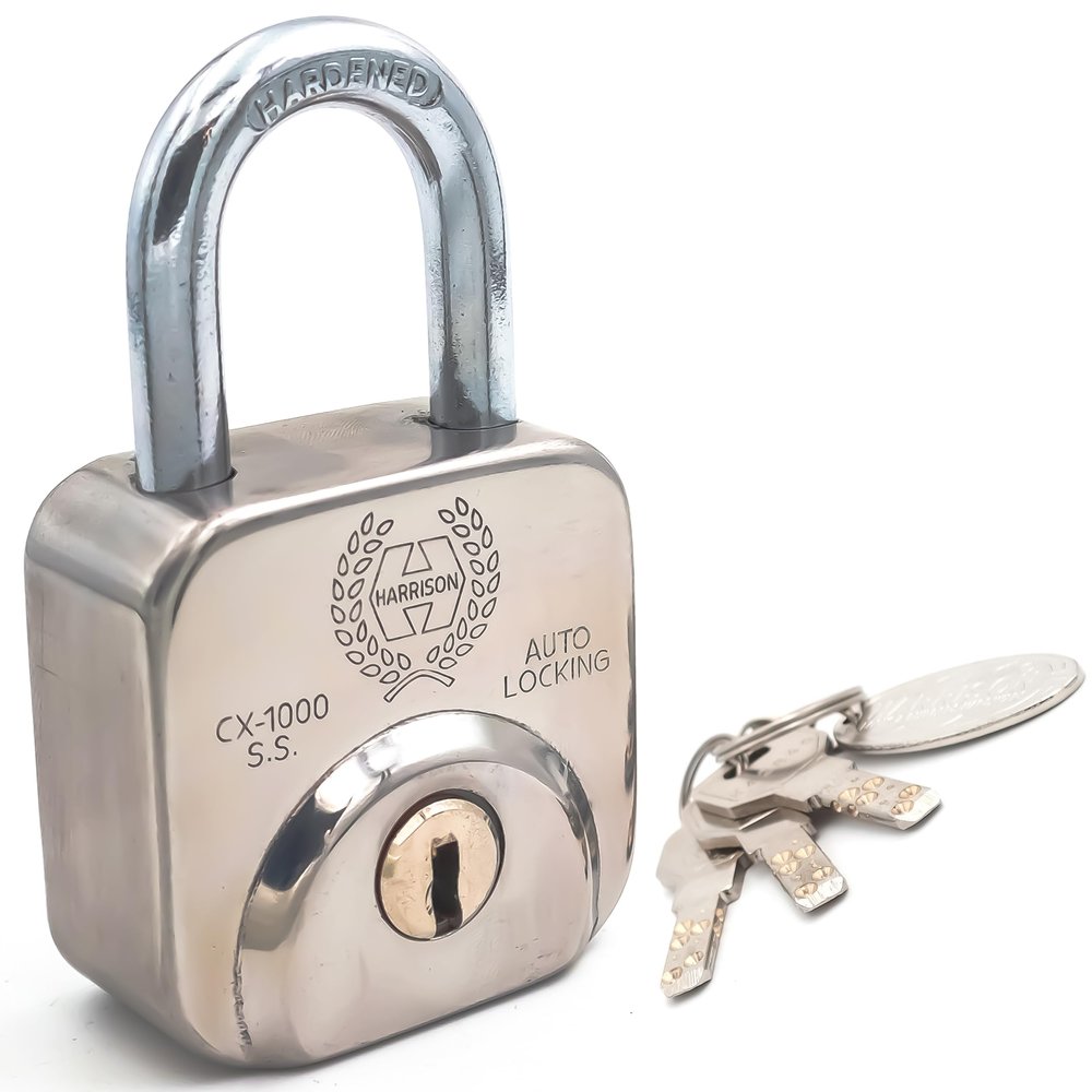 Harrison CX-1000-0594 Key Padlock (Silver, Painted Finish) | Padlock, Padlocks, Locks for Home, Locks for Main Door
