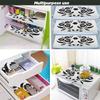 E-Retailer Waterproof PVC Refrigerator Drawer Mat/Multipurpose Fridge Mats Set of 6 Pcs (Floral Black, Size-17.5X11.5 Inch) view 2
