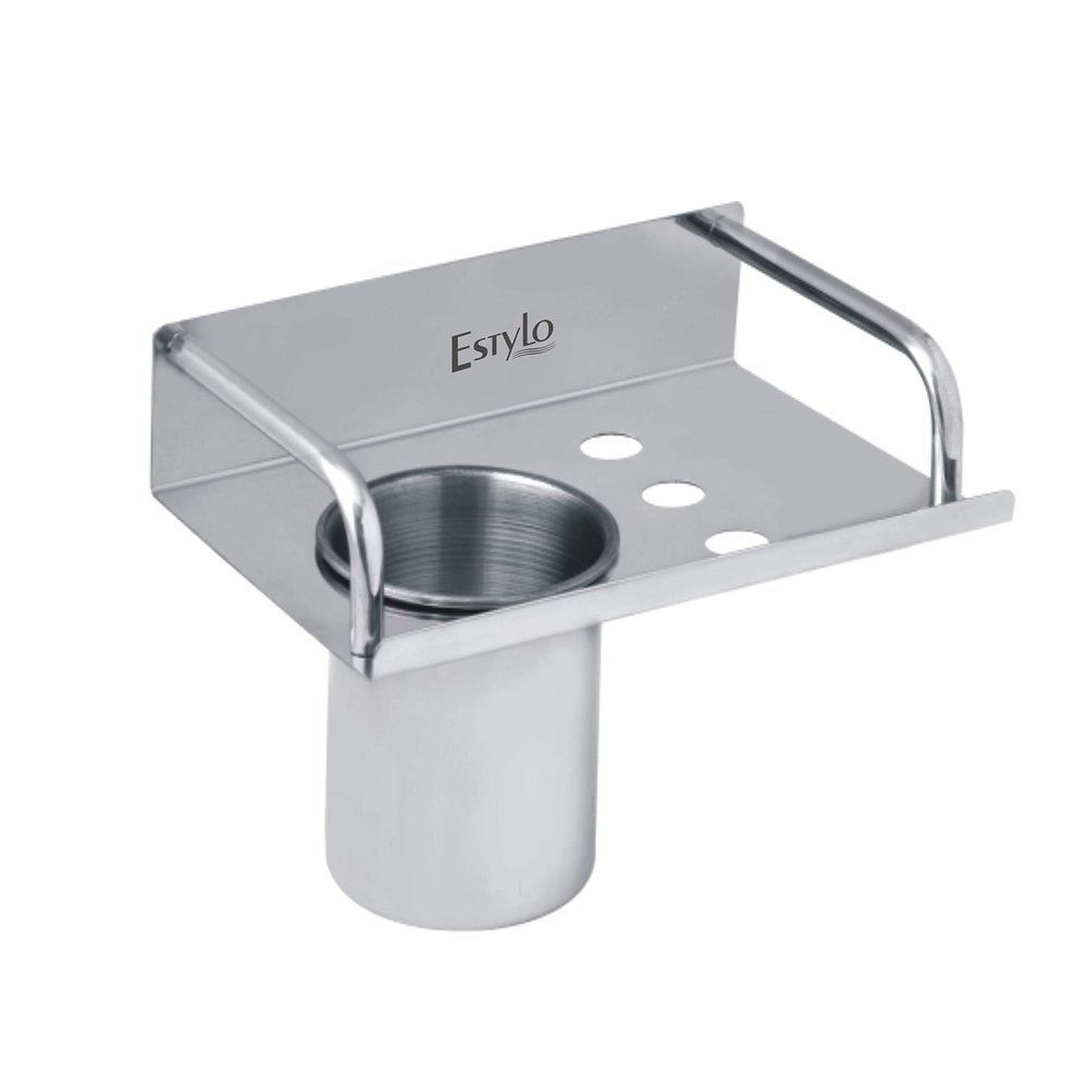 ESTYLO BATH BRAND Stainless Steel Perforated Shelf Tumbler Holder 6" Heavy / INDIAN MADE Tumbler Holder Steel Shelf / Storage Rack /Shelf Stand/ Shelf For Kitchen/Bathroom Etc. (Chrome Finished) Heavy Quality (Cat No : 5096)