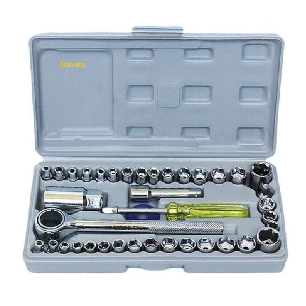 Naivete 40-in-1 Pieces Wrench Tool Kit - Screwdriver and Socket Set for Automobile Motorcycle