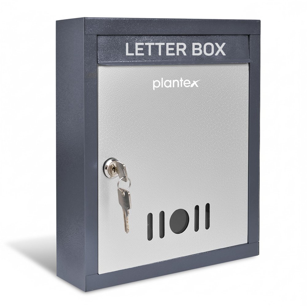 Plantex Wall Mount Letter Box - Suggestion Box/Mail Box/Post Box for Home gate with Secure Key Lock - (Dark Grey) A4 Size