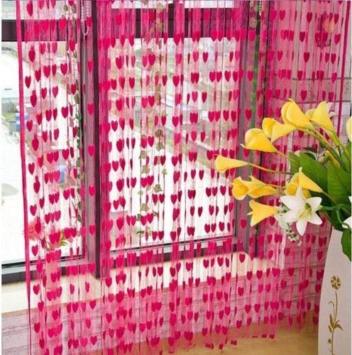 Smars Heart String 2 Piece Polyester Door Curtain Set - 6ft, Pink