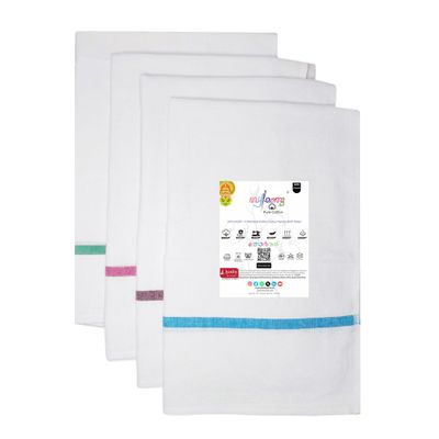 mylooms End Finished UV Sterlized Kerala Bath Towel | Kerala Thorthu Mundu | White Colour | Pack of 5 (Small - 44''X22'')