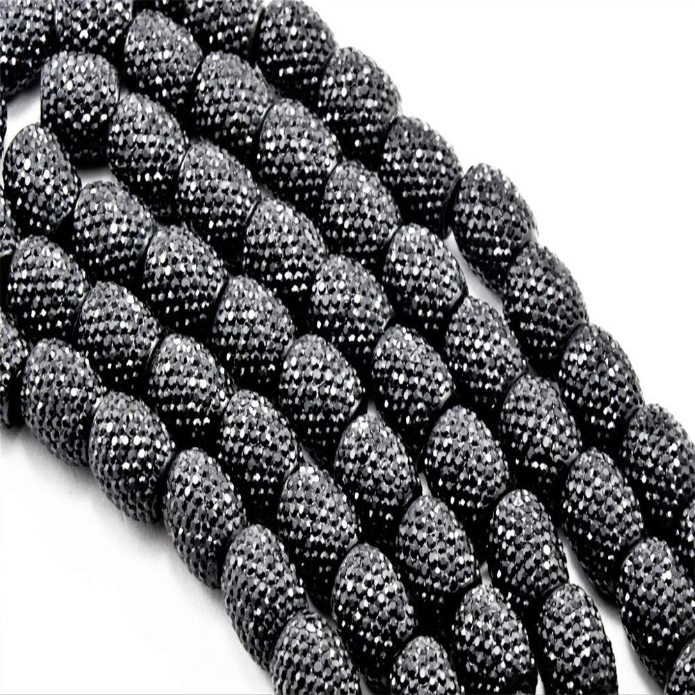 The Design Cart Black Opaque Oval Resin Sugar Beads (13 mm * 18 mm) (10 Pieces) - for Jewellery Making, Art and Craft
